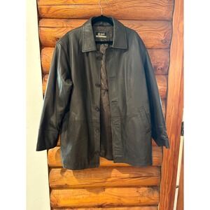 Heeli Exclusive Collection Mens 3XL Dark Brown Leather Car Coat Quilted Lining